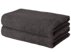 Two folded dark grey towels