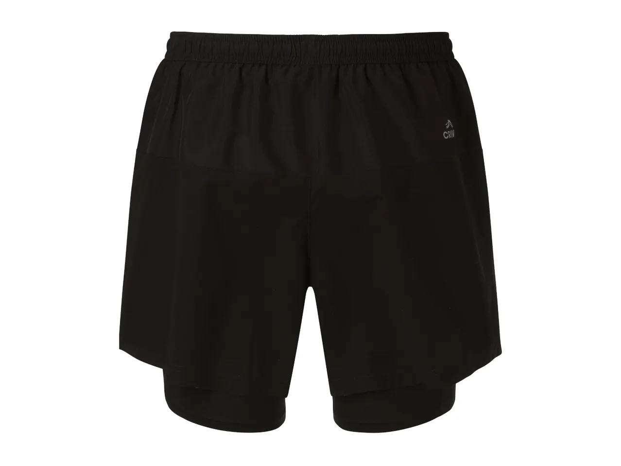 Black men's athletic shorts with an inner compression layer.
