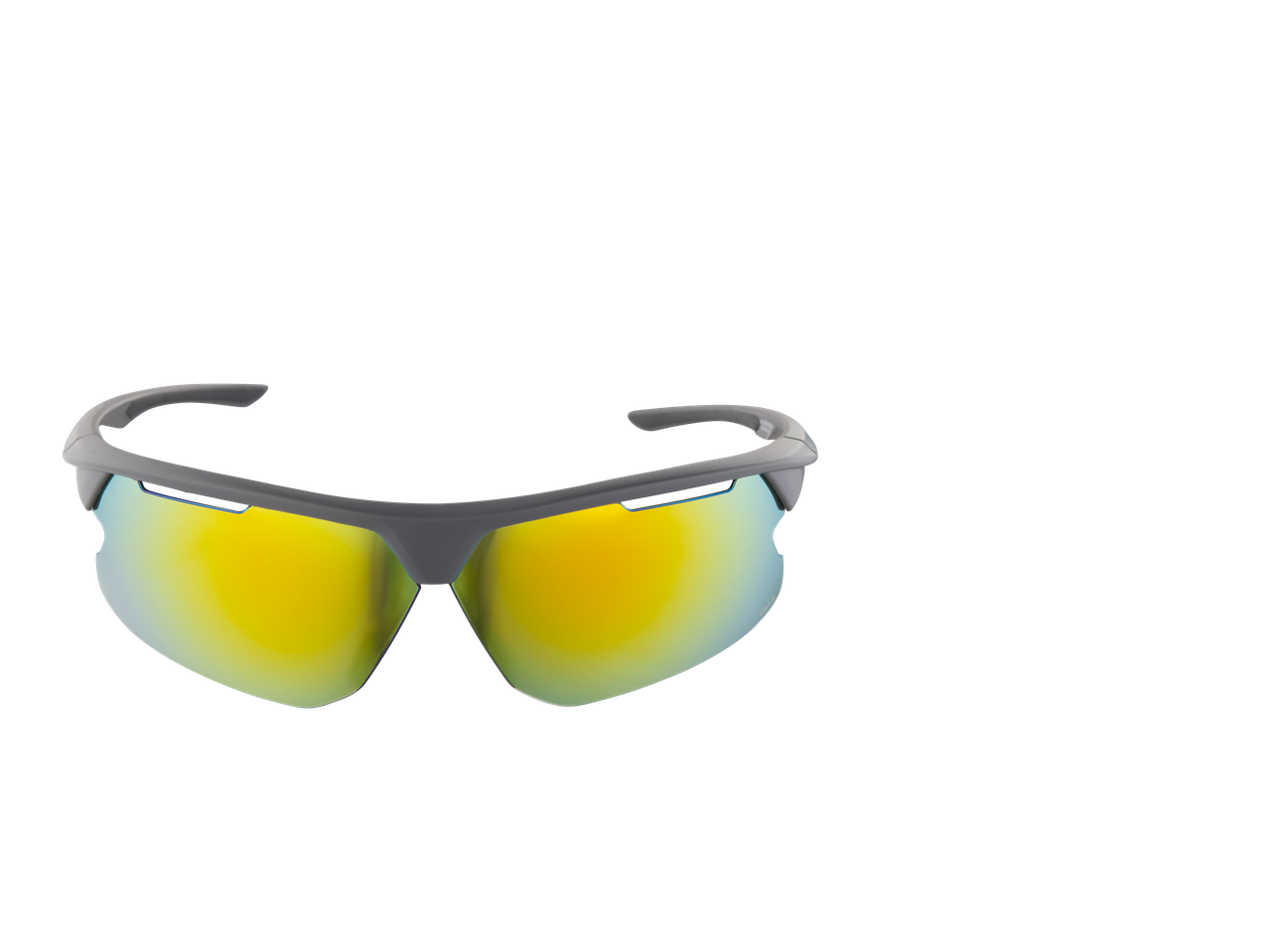 CRIVIT sportbril met grijs montuur en gele spiegelglazen.