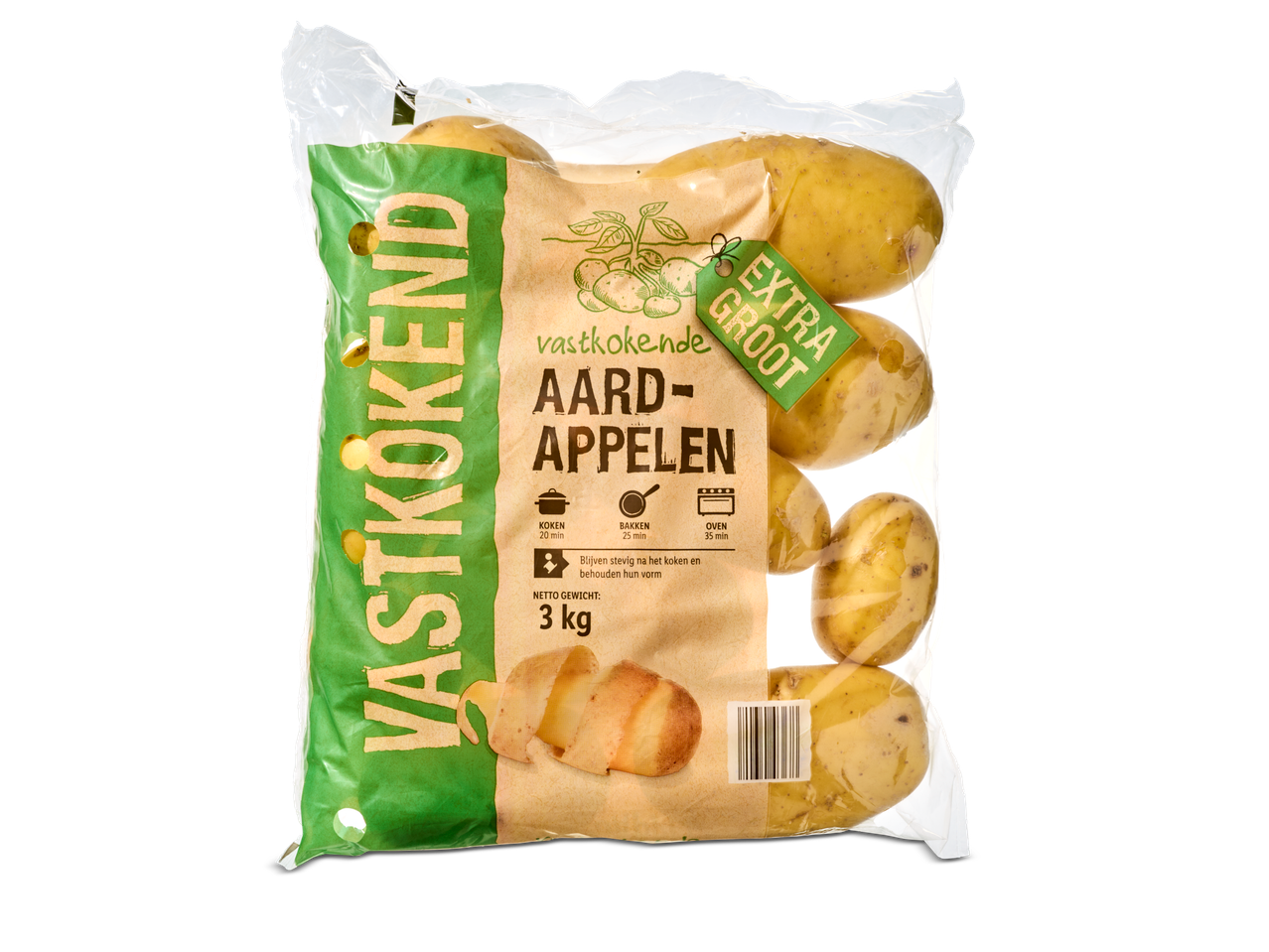 Vastkokend extra grote aardappelen, 3 kg.