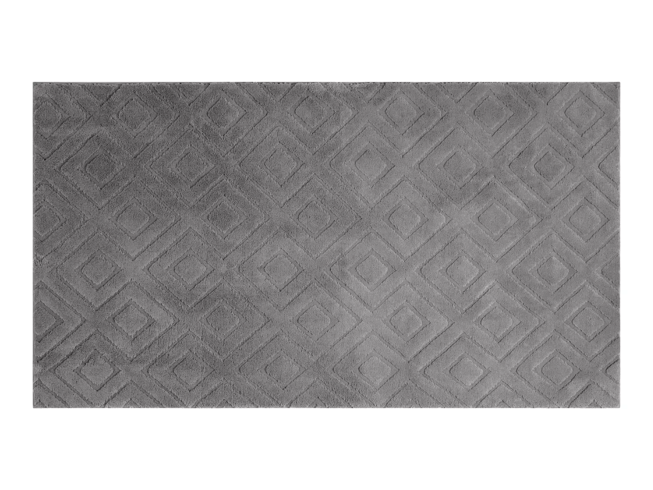 Grey rectangular rug with a raised diamond pattern