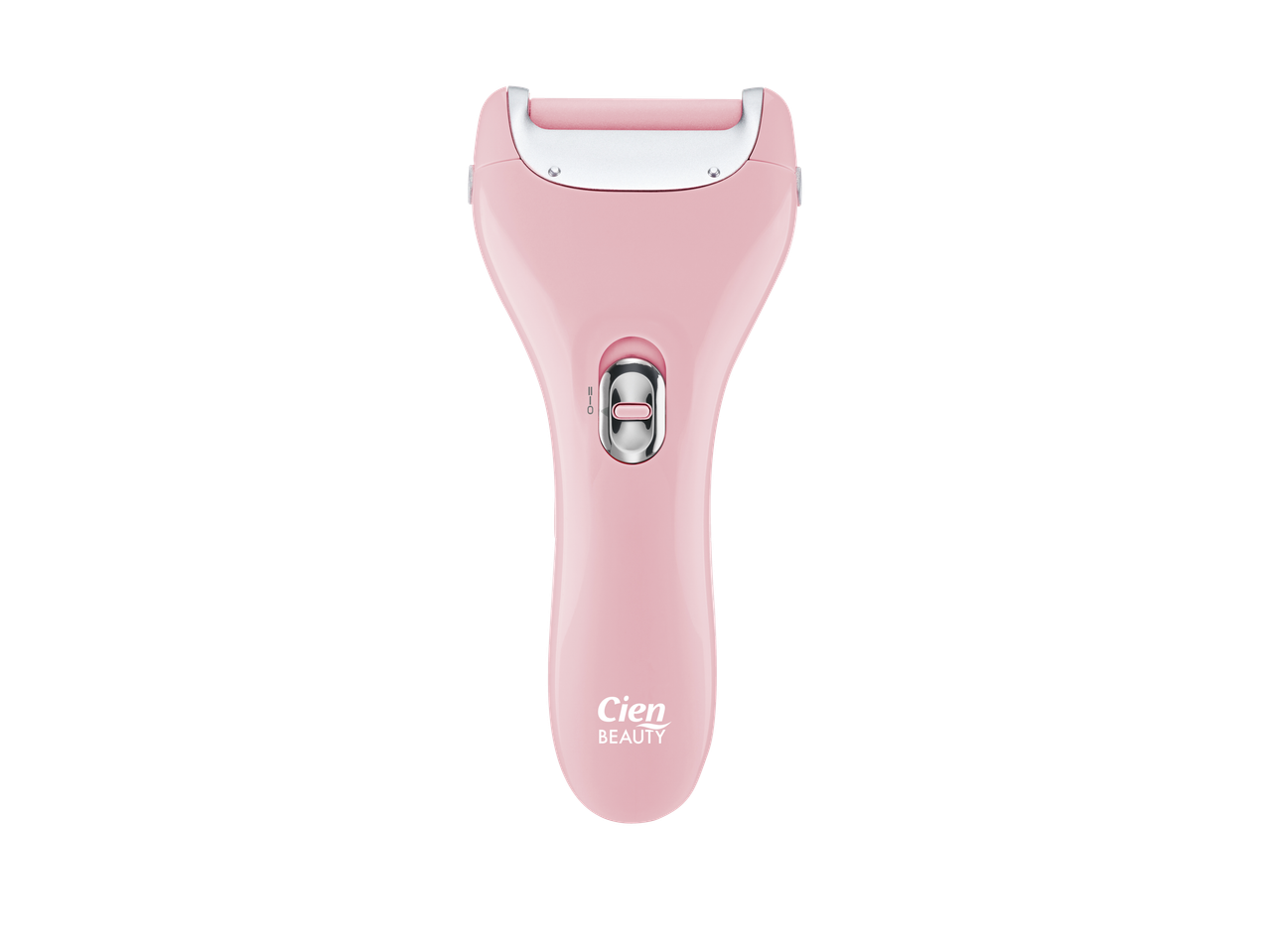 Rozā elektriskais epilators ar pīlinga rullīšiem un skaistumkopšanas logotipu.