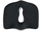 A black mesh coccyx cushion with a cutout for the tailbone.