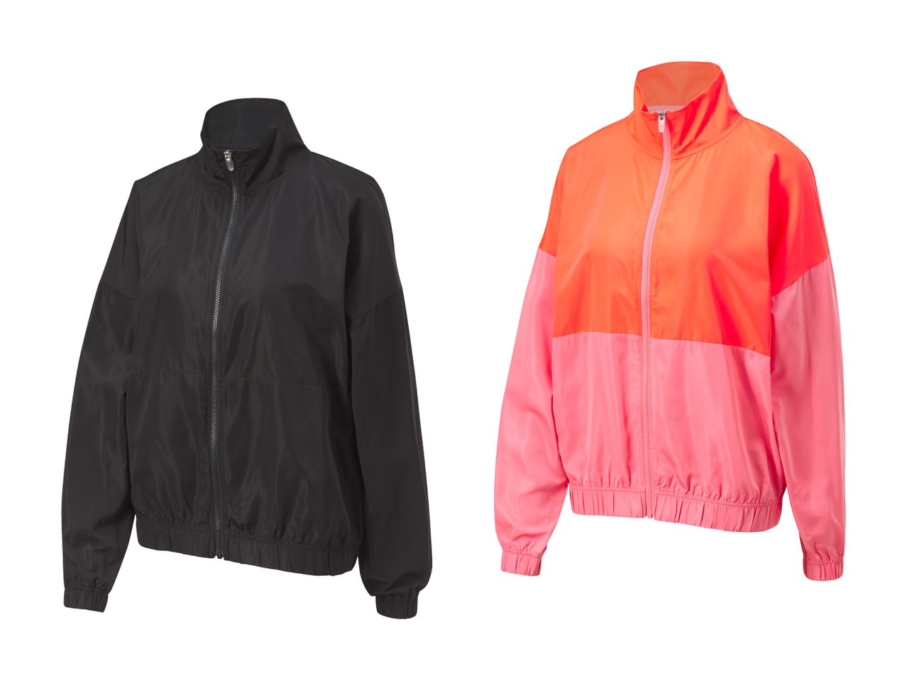 To Puma-jakker, en sort og en rosa/orange.