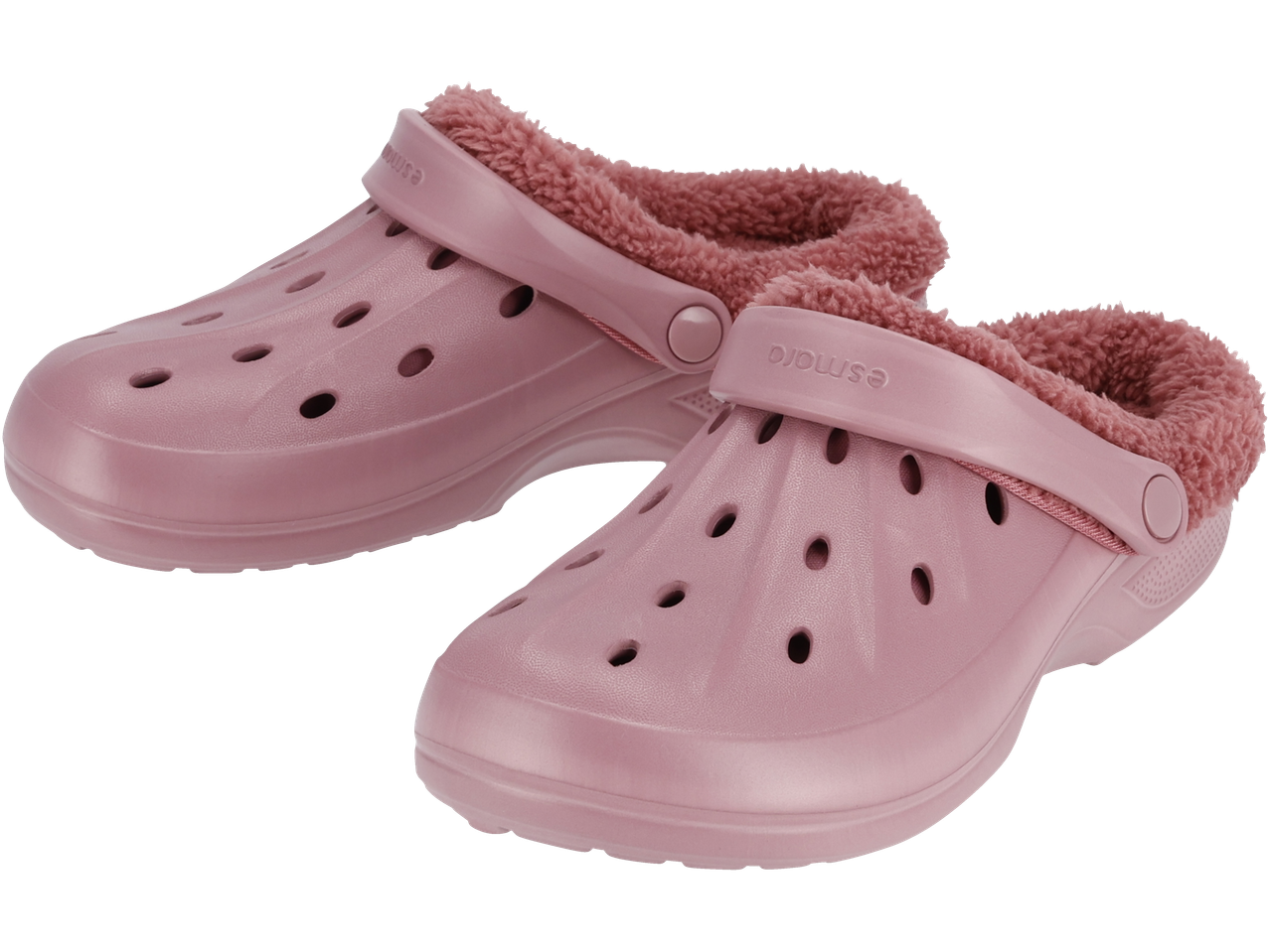 Pink Esmara women's clogs with fluffy lining.