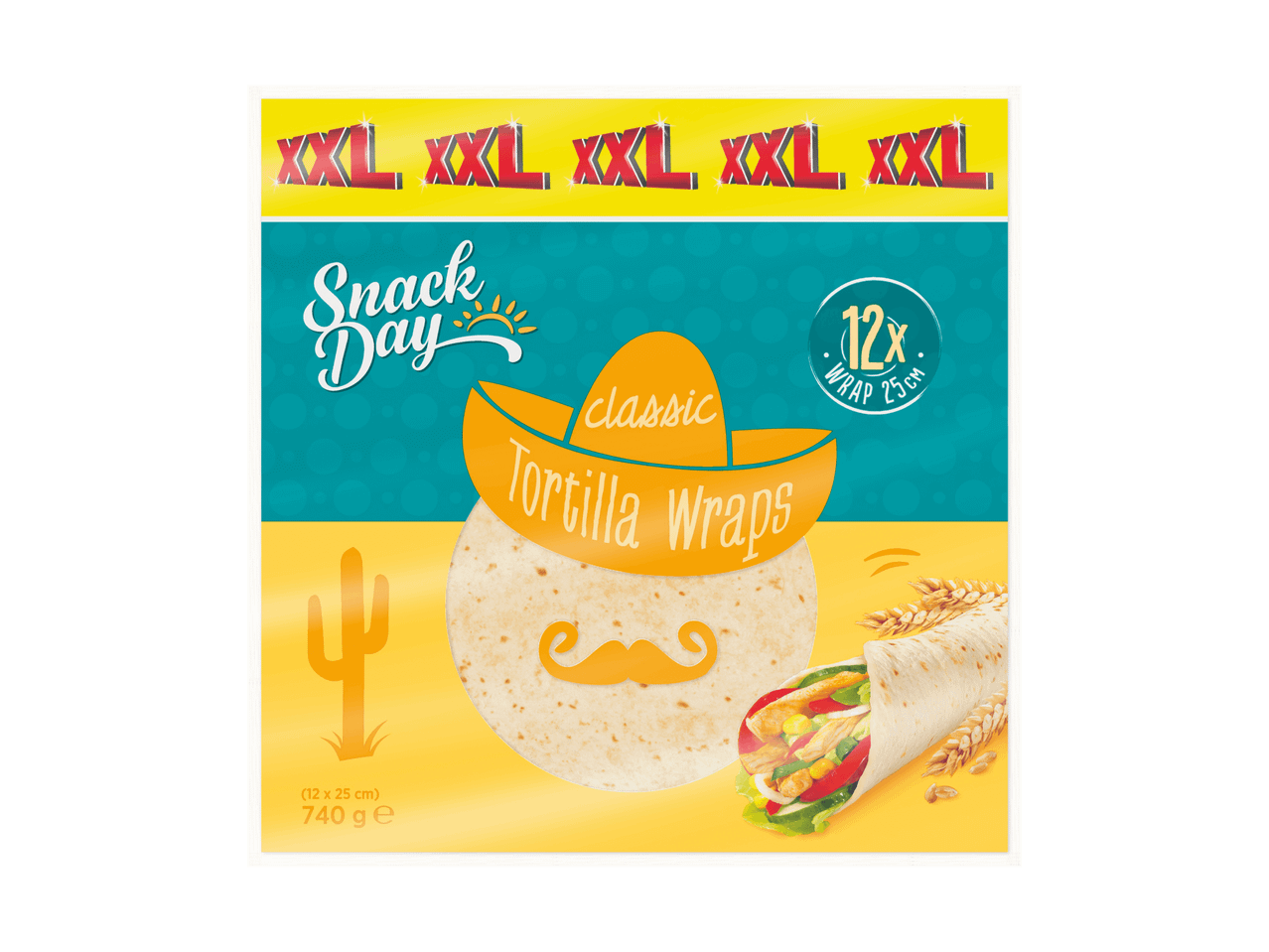 Snack Day Tortilla Wraps: 12 XXL, 25 cm.