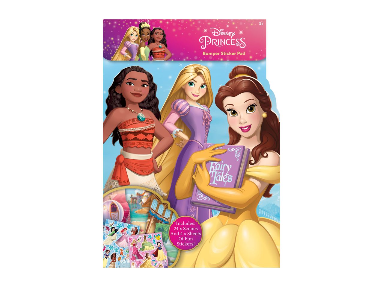 Disney Princess party bag featuring Moana, Rapunzel, and Belle.