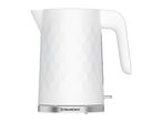 White electric kettle with a textured honeycomb pattern and a silver base