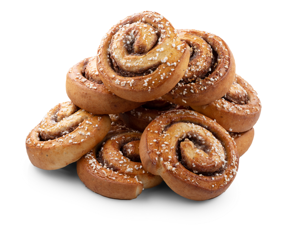Kanelbullar med pärlsocker.