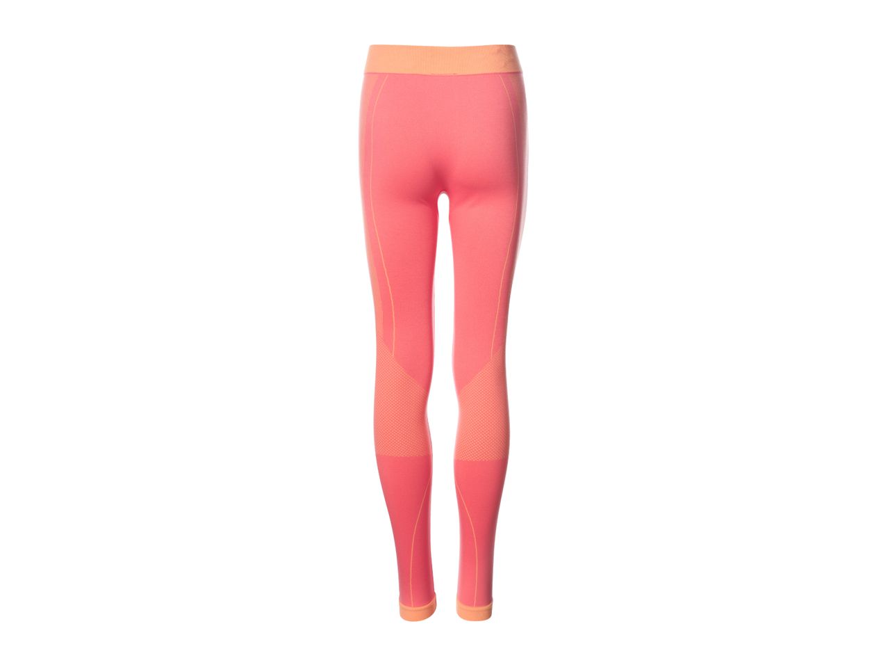Pink and orange athletic leggings with textured panels