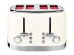 Cream-colored 4-slice toaster with chrome details and browning control dials