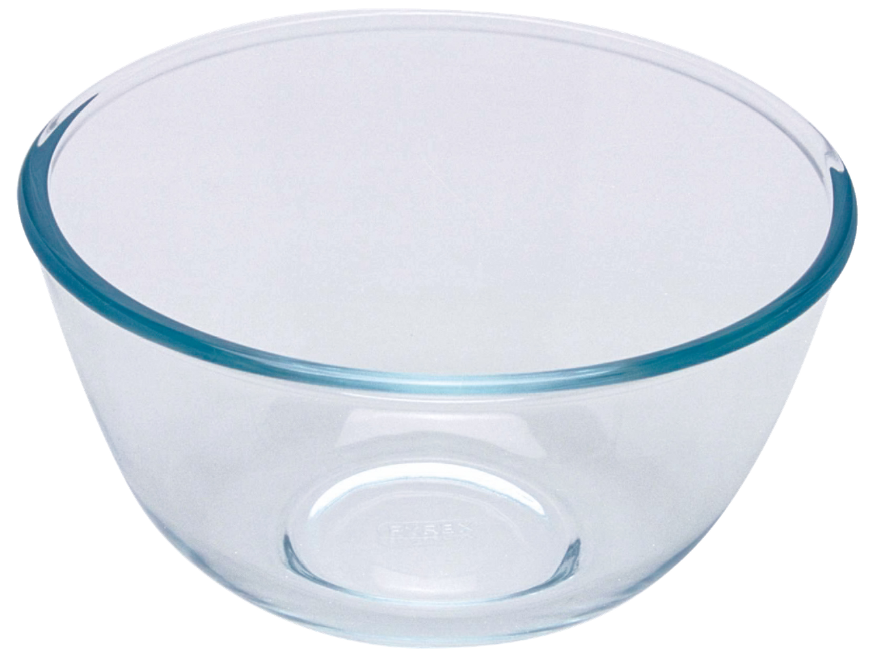 Transparante Pyrex glazen kom, ideaal om te bakken of te meten.
