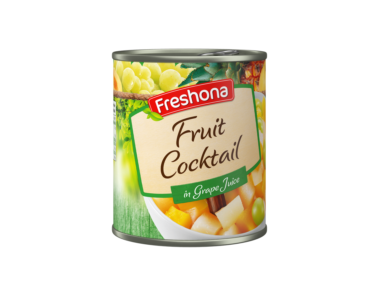 Conserve Freshoa Cocktail de fructe în suc de struguri.