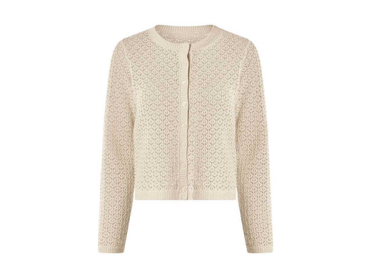 Beige cardigan med hulmønster og knapper
