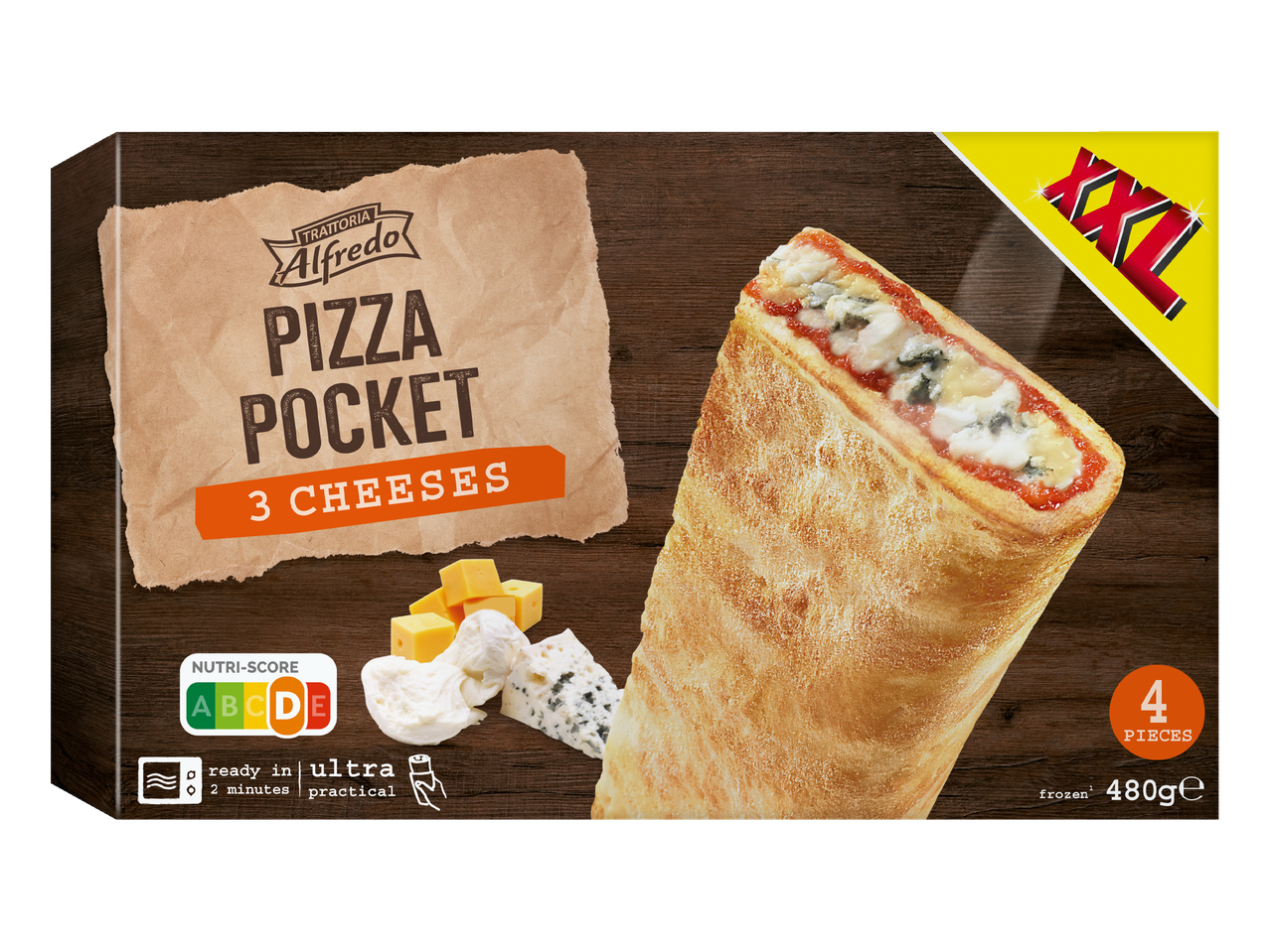 Pizza Pocket Alfredo trois fromages : paquet XXL.