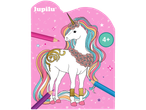 Lupilu® Mal-/Sticker-/Aktivbuch: jednorog s dugom grivom i bojicama na ružičastoj pozadini.