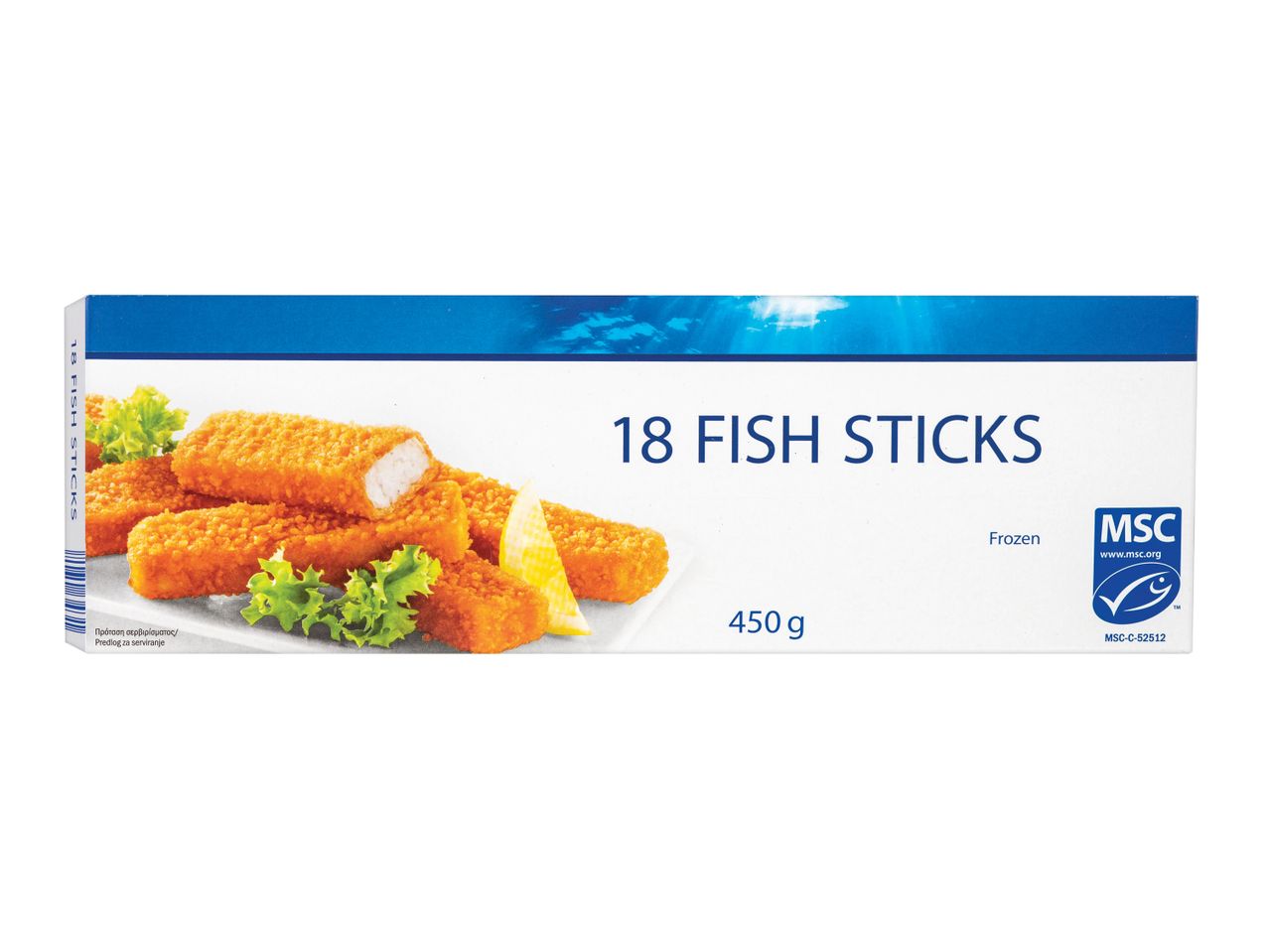 18 κατεψυγμένα sticks ψαριού με πιστοποίηση MSC.