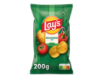Een groene zak bolognese chips van 200 gram.