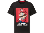 T-shirt infantil preta com imagem do Mario e texto 'OH YEAH! MARIO TIME!'