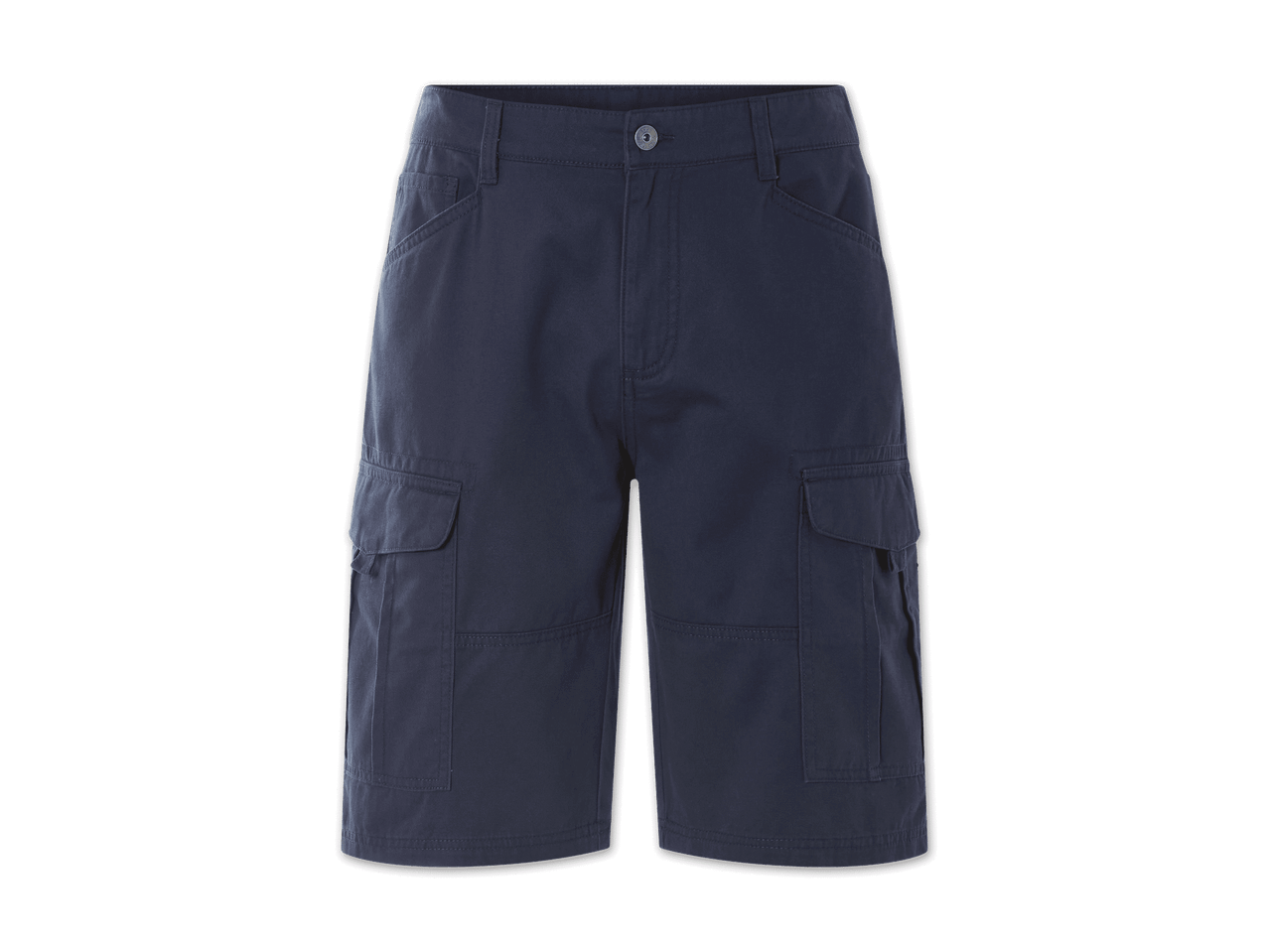 Dunkelgraue Cargo-Shorts.