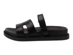 Black men's sandals with a snakeskin texture and thick sole