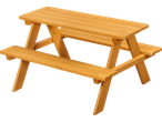Livarno Kids' Bench, a light wooden picnic table with attached benches on a black background.