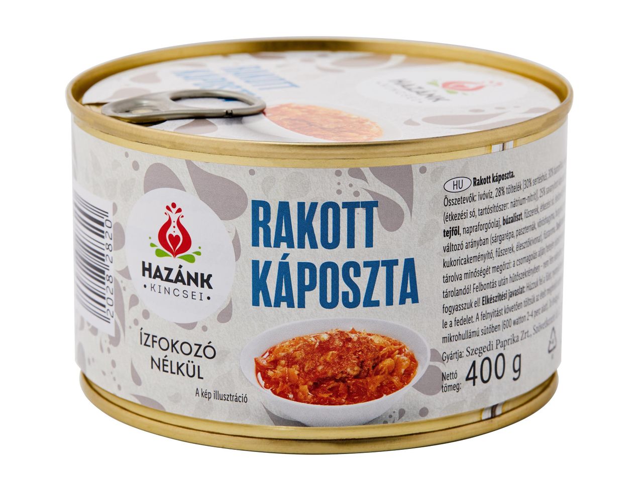 Hazánk Kincssei Rakott Kapusztà konzerv: töltött káposzta konzervben.