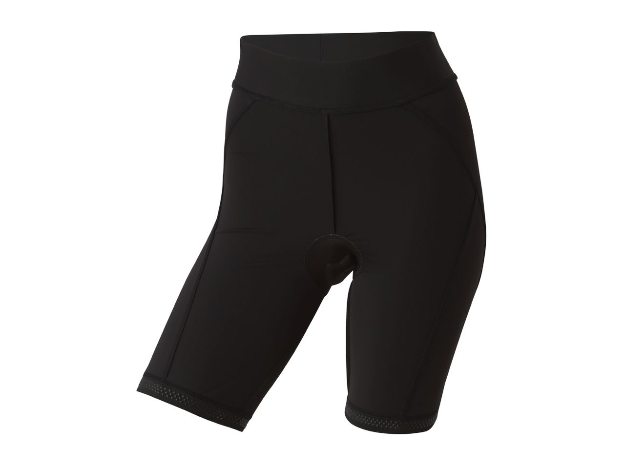 Black women's cycling shorts with a padded seat.