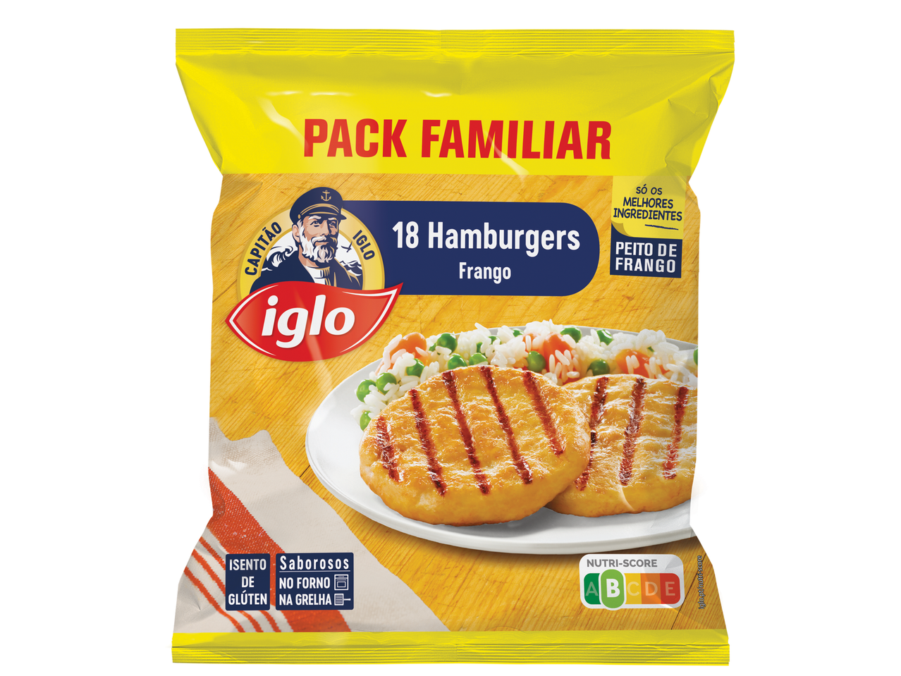 Iglo Pack Familiar de 18 Hambúrgueres de Frango com Nutri-Score B.