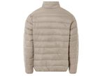 Бежово мъжко пухено яке с висока яка, заснето отзад.
