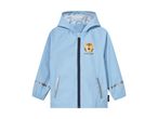 Light blue children's rain jacket with a tiger face and 'WILD CAT' text.