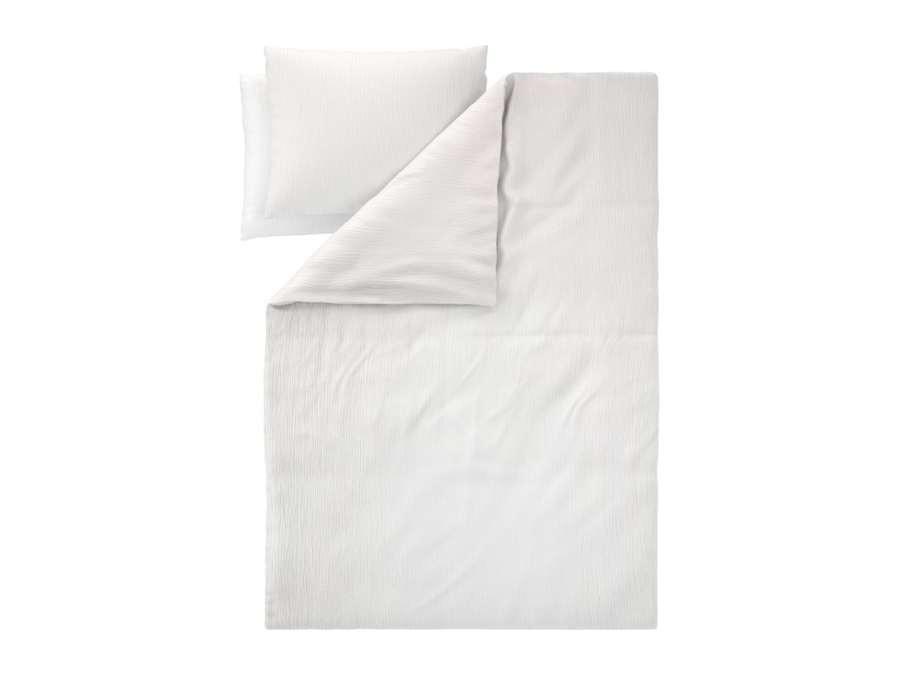 White duvet cover set with a pillowcase, featuring a subtle textured pattern.