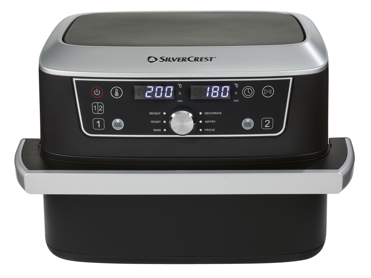 Silvercrest karstā gaisa friteris ar diviem nodalījumiem un digitālo ekrānu