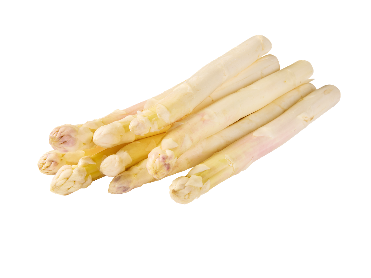 Een stapel AA-extra witte asperges, klaar om te koken.