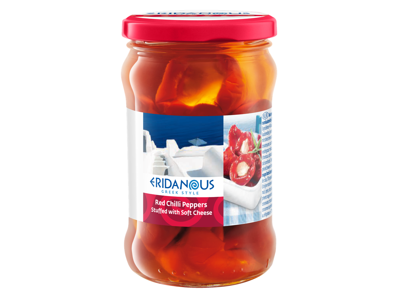 Eridanous Griekse stijl: Rode chilipepers gevuld met zachte kaas.