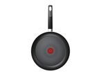 A black Tefal frying pan with a red heat indicator.