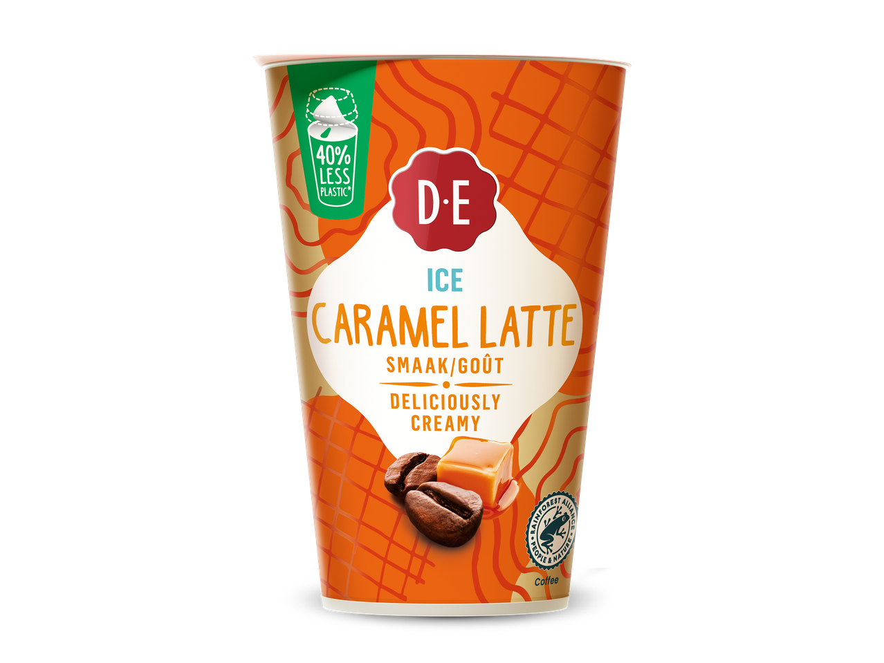 IJs caramel latte met 40% minder plastic, heerlijk romig.