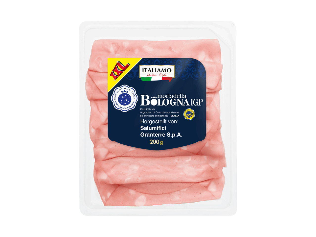 200g Packung Italiamo Mortadella Bologna IGP von Granterre S.p.A.