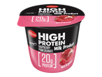 Produto Lácteo Milbona High Protein Framboesa-Romã, baixo teor de gordura, com 20g de proteína.