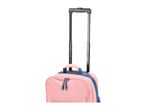 Pink rolling duffel bag with an extended black telescopic handle