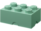 Hele roheline Lego® hoiuklots kuue nupuga peal.