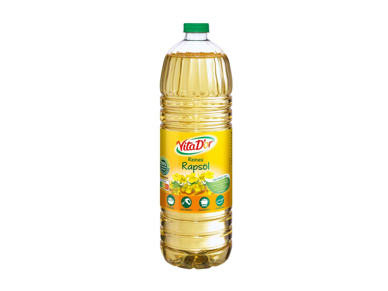 Große Flasche VitaDör Rapsöl.