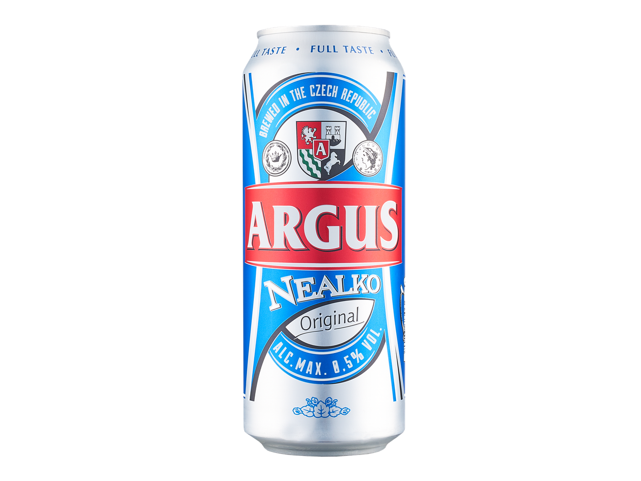 Argus NealkO Original: Čekijoje darytas bealkoholinis alus skardinėje.