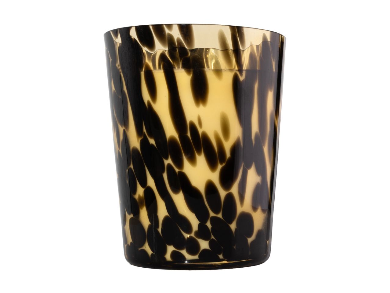 Scented candle in a stylish tortoiseshell glass jar