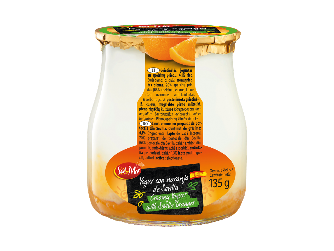 Iaurt cremos Sol&Mar cu portocale din Sevilla, 135g.