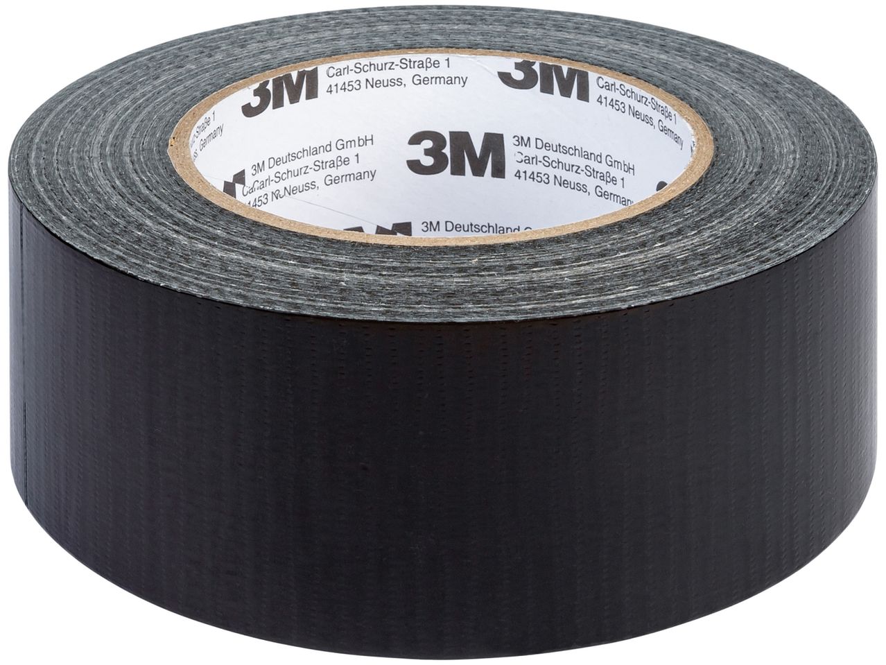 Un rotolo di nastro adesivo nero 3M con etichetta visibile.