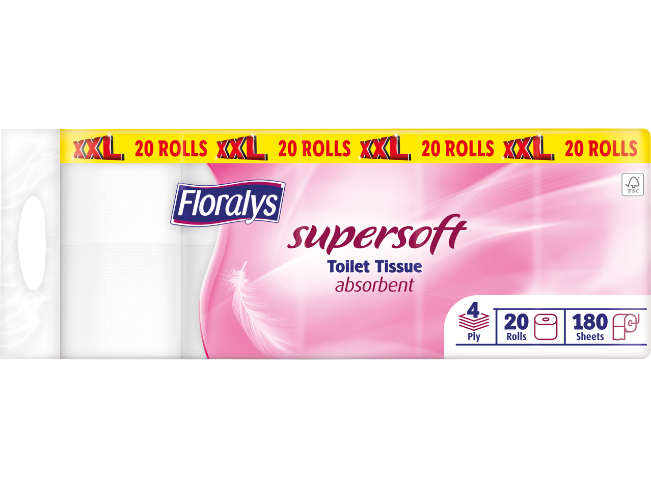 Toalettpapper Floralis Supersoft XXL, 20 rullar.