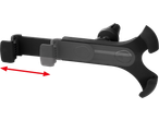 Ultimate Speed Spændestrop: Reguleeritav telefoni- või tahvelarvutihoidik punase noolega, mis näitab laiendust.