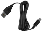 Черен USB-A към USB-C кабел, навит на руло, с метални конектори.