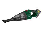 A green and black Parkside handheld vacuum cleaner with a missing battery.